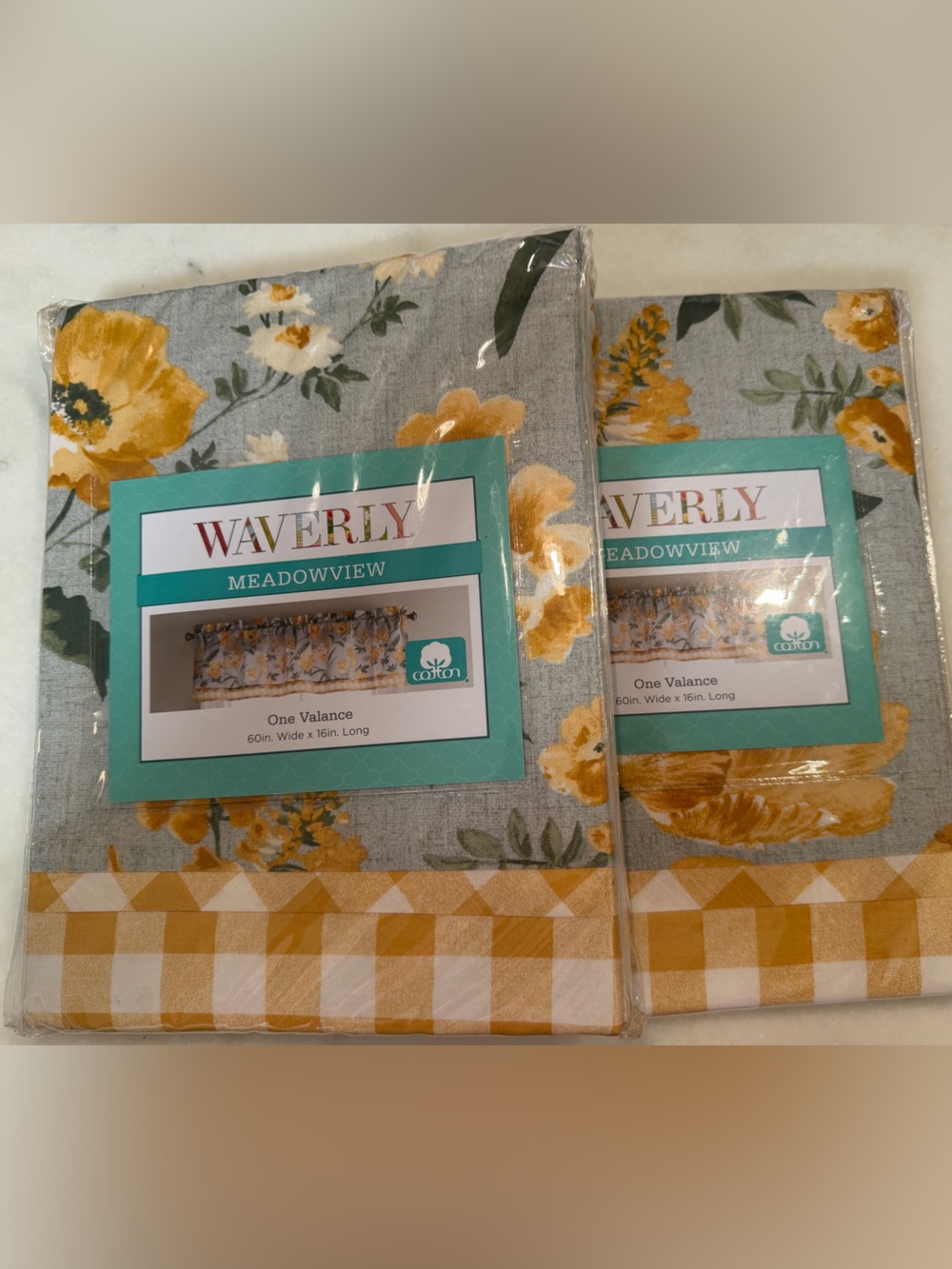 Waverly Meadowview Yellow Floral Valances Set of Two new